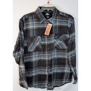 Dickies Men’s Flannel Shirt Large Brawny Heavyweight 100% Cotton Plaid NWT